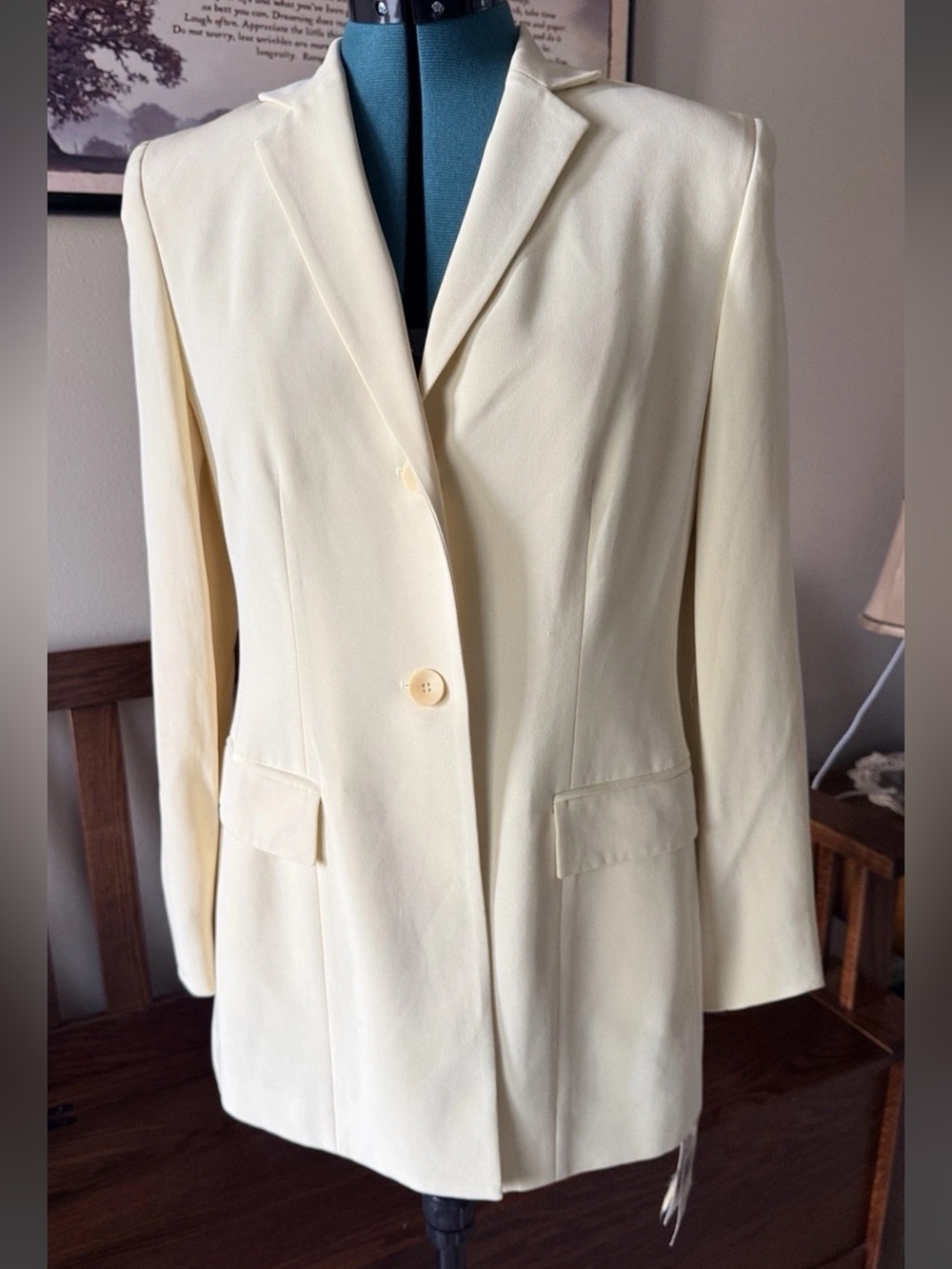 Jones New York SILK pale yellow Single-Breasted Blazer